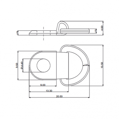 disegno tecnico di gancio 340