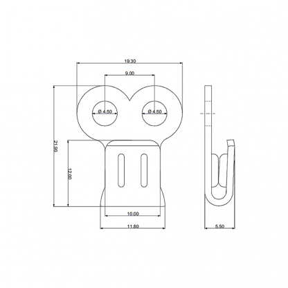 disegno tecnico di gancio 352